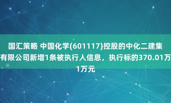 国汇策略 中国化学(601117)控股的中化二建集团有限公司新增1条被执行人信息，执行标的370.01万元